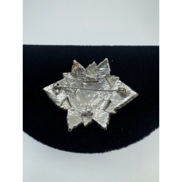 Vintage Silver Tone Full Clear Rhinestone 3D Flower Pin Brooch - Picture 4 of 7